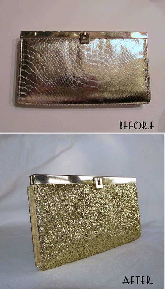 Cool DIY Crafts Made With Glitter - Sparkly, Creative Projects and Ideas for the Bedroom, Clothes, Shoes, Gifts, Wedding and Home Decor | DIY Gold Glitter Clutch #diyideas #glitter #crafts
