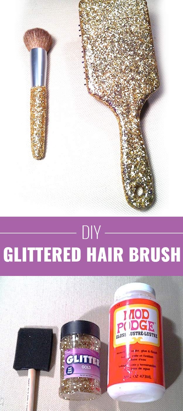 Cool DIY Crafts Made With Glitter - Sparkly, Creative Projects and Ideas for the Bedroom, Clothes, Shoes, Gifts, Wedding and Home Decor | Glitter Hair Brush #diyideas #glitter #crafts