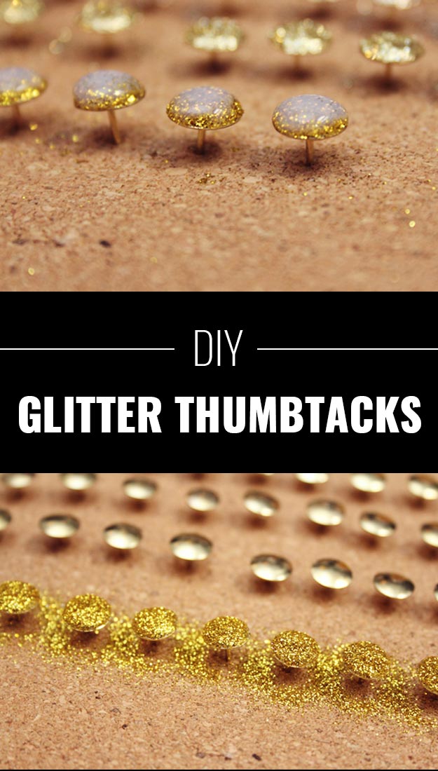 Cool DIY Crafts Made With Glitter - Sparkly, Creative Projects and Ideas for the Bedroom, Clothes, Shoes, Gifts, Wedding and Home Decor | Glitter Thumbtacks #diyideas #glitter #crafts