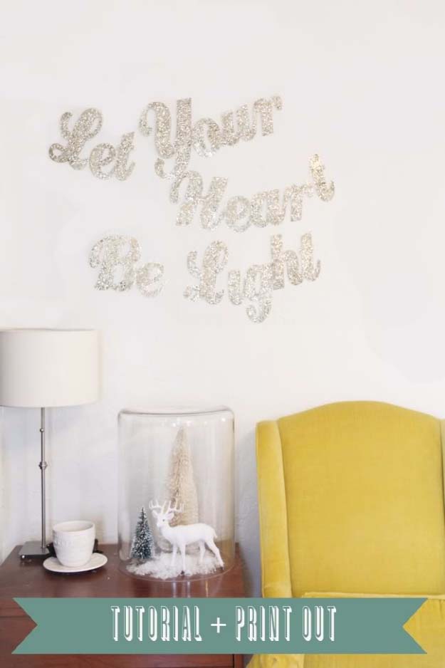 Cool DIY Crafts Made With Glitter - Sparkly, Creative Projects and Ideas for the Bedroom, Clothes, Shoes, Gifts, Wedding and Home Decor | Lyrics Glitter Banner #diyideas #glitter #crafts