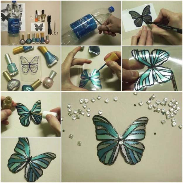 DIY Crafts Using Nail Polish - Fun, Cool, Easy and Cheap Craft Ideas for Girls, Teens, Tweens and Adults | Nail Polish Butterfly Art