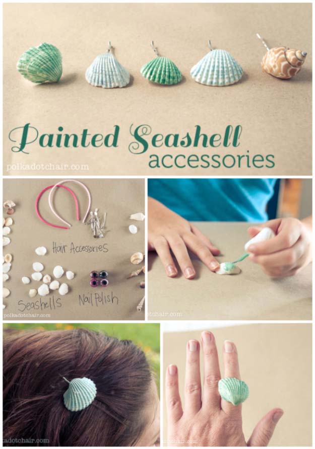 DIY Crafts Using Nail Polish - Fun, Cool, Easy and Cheap Craft Ideas for Girls, Teens, Tweens and Adults | DIY Sea Shell Accessories