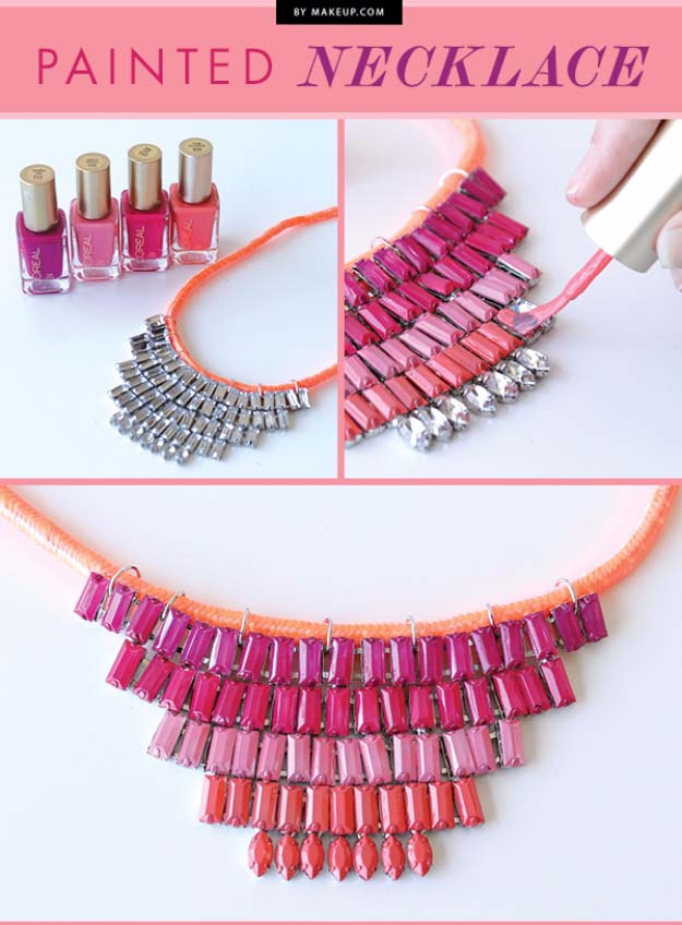 DIY Crafts Using Nail Polish - Fun, Cool, Easy and Cheap Craft Ideas for Girls, Teens, Tweens and Adults | Upcycled Necklace with Nail Polish