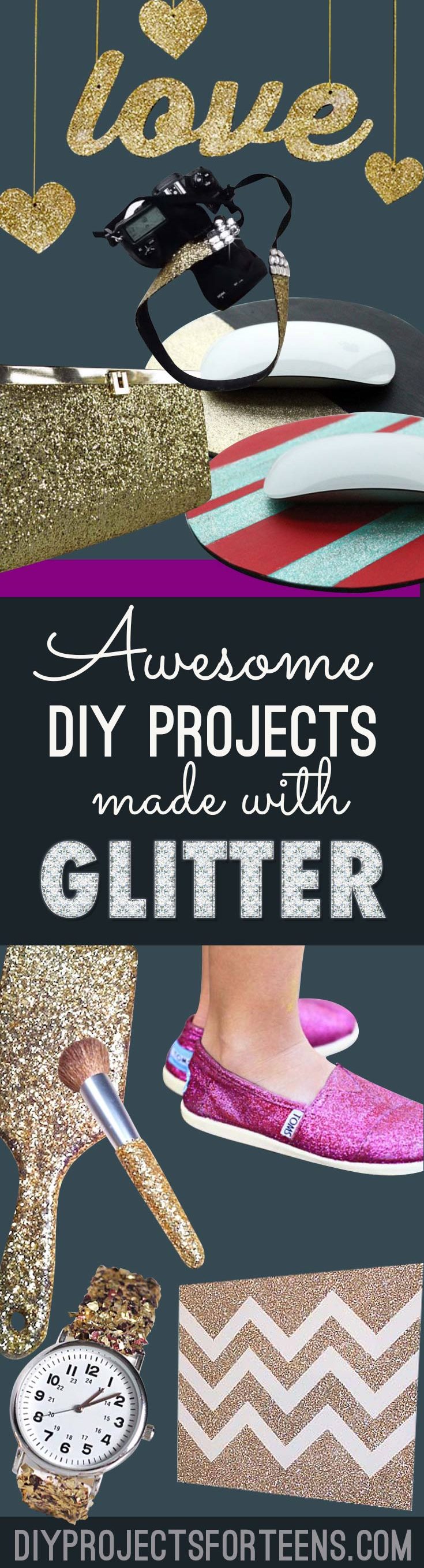 Cool DIY Crafts Made With Glitter - Sparkly, Creative Projects and Ideas for the Bedroom, Clothes, Shoes, Gifts, Wedding and Home Decor | Easy Teen Crafts, Gifts and Room Decor Ideas