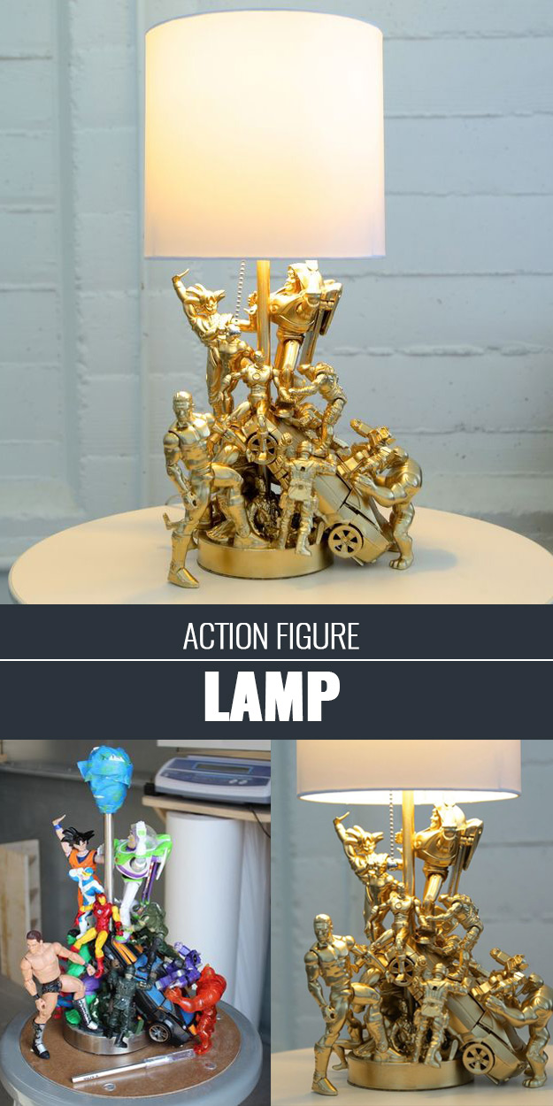 DIY Lighting Ideas for Teen and Kids Rooms - Action Figure Lamp - Fun DIY Lights like Lamps, Pendants, Chandeliers and Hanging Fixtures for the Bedroom plus cool ideas With String Lights. Perfect for Girls and Boys Rooms, Teenagers and Dorm Room Decor 