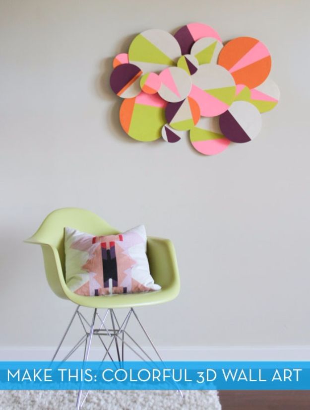 DIY Teen Room Decor Ideas for Girls | DIY Colorful 3D Geometric Wall Art | Cool Bedroom Decor, Wall Art & Signs, Crafts, Bedding, Fun Do It Yourself Projects and Room Ideas for Small Spaces #diydecor #teendecor #roomdecor #teens #girlsroom