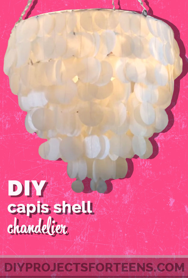 DIY Capiz Shell Chandelier Tutorial for Cool Teens Room Decor Girls Love