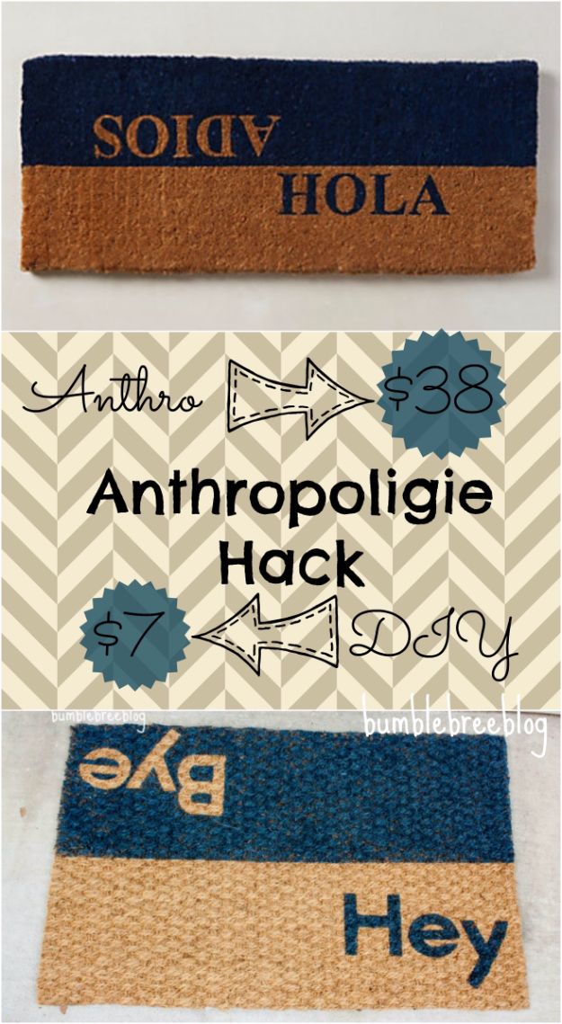 Anthropologie DIY Hacks, Clothes, Sewing Projects and Jewelry Fashion - Pillows, Bedding and Curtains - Tables and furniture - Mugs and Kitchen Decorations - DIY Room Decor and Cool Ideas for the Home | Anthropologie Hack Dual Greeting Welcome Mat 