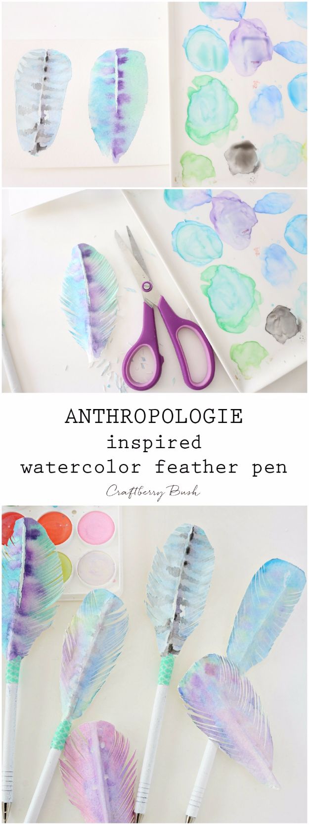 Anthropologie DIY Hacks, Clothes, Sewing Projects and Jewelry Fashion - Pillows, Bedding and Curtains - Tables and furniture - Mugs and Kitchen Decorations - DIY Room Decor and Cool Ideas for the Home | Anthropologie Inspired Water Color Feather Pen 