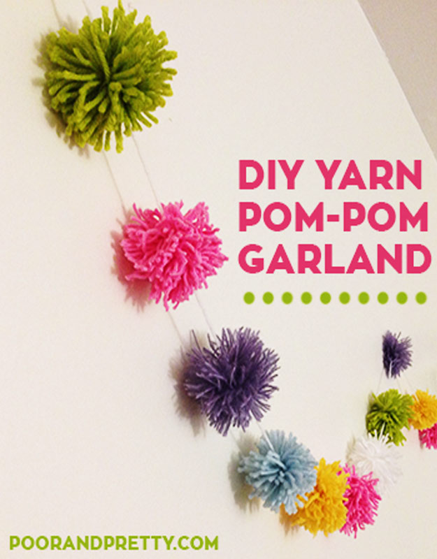 Cool DIY Ideas for Fun and Easy Crafts - DIY Pom Pom Garlands -Cute and Inexpensive Room Decor Ideas for Apartments, Teen Room, Girls Rooms- Awesome Pinterest DIYs that Are Not Impossible To Make - Creative Do It Yourself Craft Projects for Adults, Teens and Tweens #diyteens #teencrafts #funcrafts #fundiy #diyideas