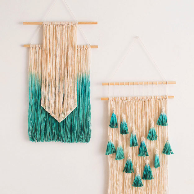 Cool DIY Ideas for Fun and Easy Crafts - Easy Wall Art Ideas - Dip Dyed String Wall Hanging - DIY Mini Easel Makes Fun DIY Room Decor Idea - Awesome Pinterest DIYs that Are Not Impossible To Make - Creative Do It Yourself Craft Projects for Adults, Teens and Tweens #diyteens #teencrafts #funcrafts #fundiy #diyideas 