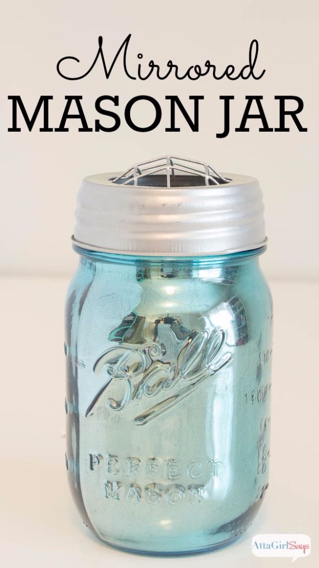 Cute DIY Mason Jar Ideas - Mirrored Mason Jar Mercury Glass- Fun Crafts, Creative Room Decor, Homemade Gifts, Creative Home Decor Projects and DIY Mason Jar Lights - Cool Crafts for Teens and Tween Girls #diyideas #masonjarcrafts #teencrafts 