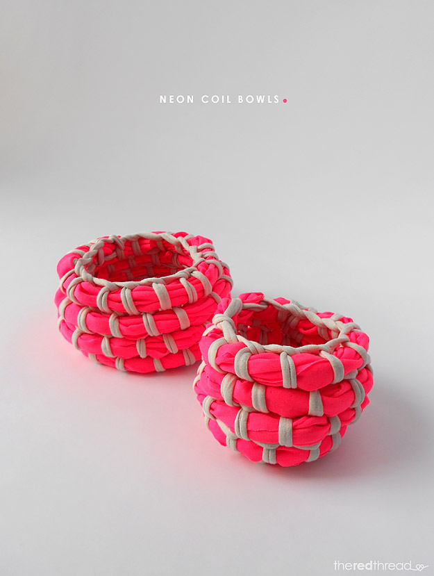 Cool DIY Ideas for Fun and Easy Crafts - Easy Craft Projects - Neon Coil Bowl Makes Fun DIY Room Decor - Awesome Pinterest DIYs that Are Not Impossible To Make - Creative Do It Yourself Craft Projects for Adults, Teens and Tweens #diyteens #teencrafts #funcrafts #fundiy #diyideas