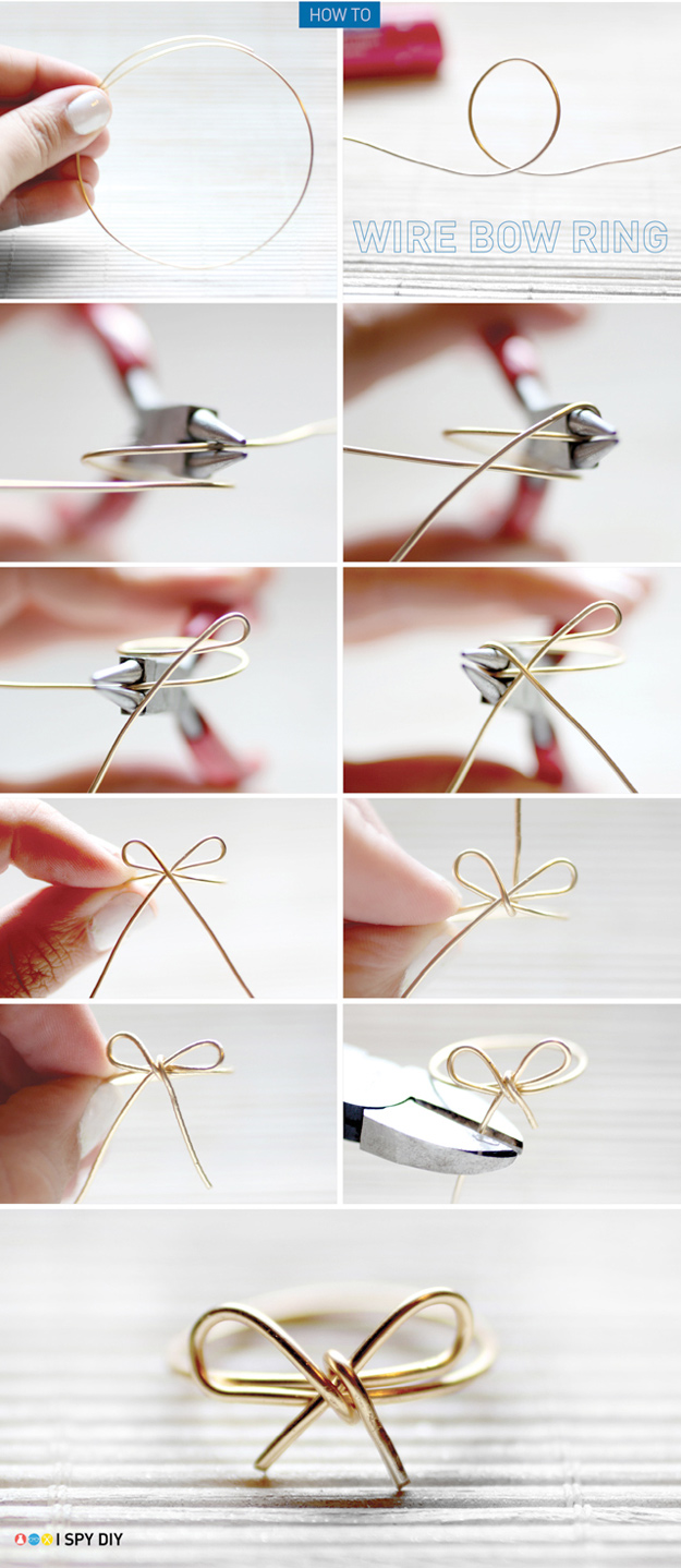 Cool DIY Ideas for Fun and Easy Crafts - DIY Wire Bow Ring - Awesome Pinterest DIYs that Are Not Impossible To Make - Creative Do It Yourself Craft Projects for Adults, Teens and Tweens #diyteens #teencrafts #funcrafts #fundiy #diyideas