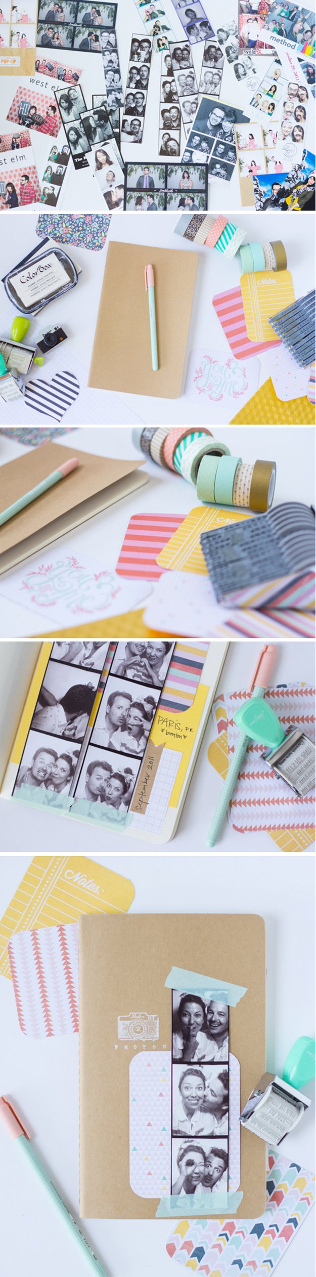Washi Tape Crafts - DIY Photobooth Strip Scrapbook - Wall Art, Frames, Cards, Pencils, Room Decor and DIY Gifts, Back To School Supplies - Creative, Fun Craft Ideas for Teens, Tweens and Teenagers - Step by Step Tutorials and Instructions #washitape #crafts #cheapcrafts #teencrafts