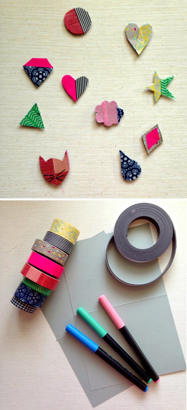 Washi Tape Crafts - DIY Washi Tape Magnets - Wall Art, Frames, Cards, Pencils, Room Decor and DIY Gifts, Back To School Supplies - Creative, Fun Craft Ideas for Teens, Tweens and Teenagers - Step by Step Tutorials and Instructions #washitape #crafts #cheapcrafts #teencrafts