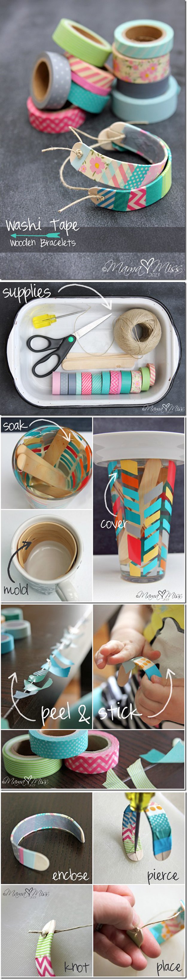 Washi Tape Crafts - DIY Washi TApe Bracelets - Wall Art, Frames, Cards, Pencils, Room Decor and DIY Gifts, Back To School Supplies - Creative, Fun Craft Ideas for Teens, Tweens and Teenagers - Step by Step Tutorials and Instructions #washitape #crafts #cheapcrafts #teencrafts