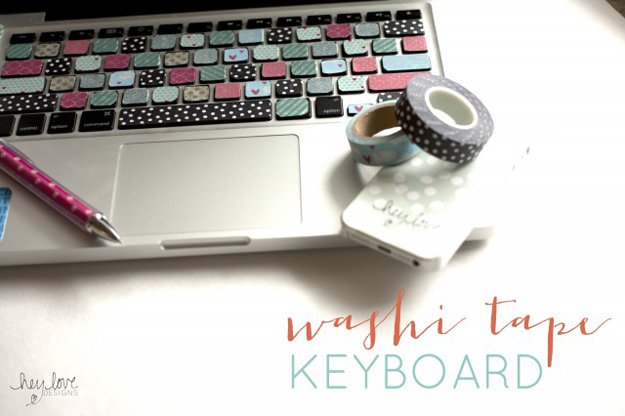 Washi Tape Crafts - Washi Tape Keyboard - Wall Art, Frames, Cards, Pencils, Room Decor and DIY Gifts, Back To School Supplies - Creative, Fun Craft Ideas for Teens, Tweens and Teenagers - Step by Step Tutorials and Instructions #washitape #crafts #cheapcrafts #teencrafts