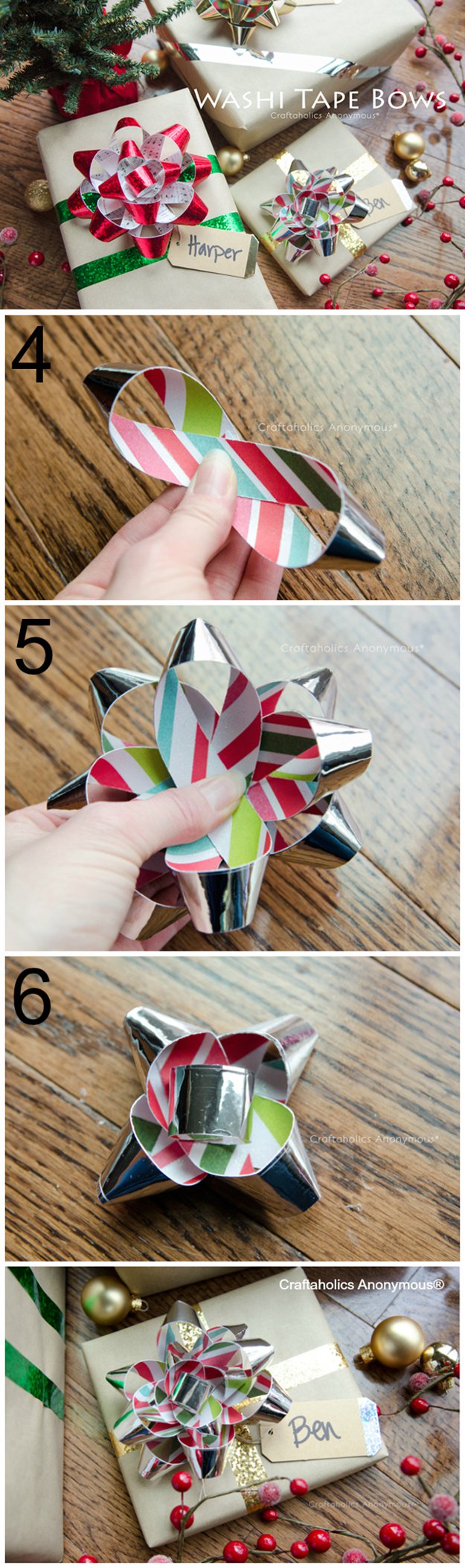 Washi Tape Crafts - Washi Tape Gift Bows Tutorial - Wall Art, Frames, Cards, Pencils, Room Decor and DIY Gifts, Back To School Supplies - Creative, Fun Craft Ideas for Teens, Tweens and Teenagers - Step by Step Tutorials and Instructions #washitape #crafts #cheapcrafts #teencrafts