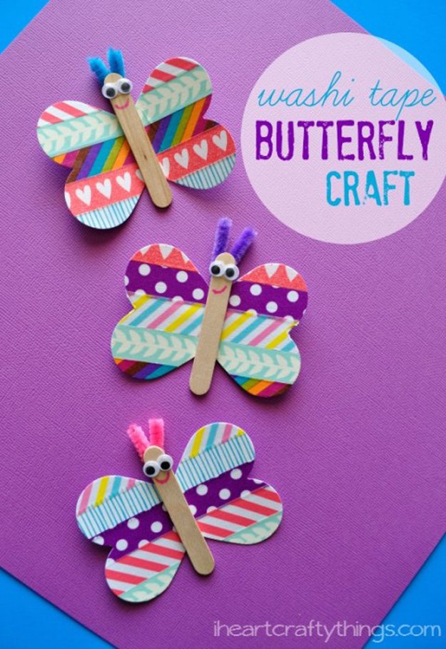 Washi Tape Crafts - Butterfly Washi Tape Craft - Wall Art, Frames, Cards, Pencils, Room Decor and DIY Gifts, Back To School Supplies - Creative, Fun Craft Ideas for Teens, Tweens and Teenagers - Step by Step Tutorials and Instructions #washitape #crafts #cheapcrafts #teencrafts