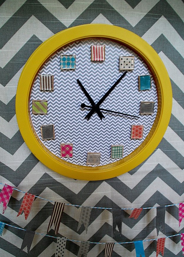 Washi Tape Crafts - Washi Tape Clock Tutorial - Wall Art, Frames, Cards, Pencils, Room Decor and DIY Gifts, Back To School Supplies - Creative, Fun Craft Ideas for Teens, Tweens and Teenagers - Step by Step Tutorials and Instructions #washitape #crafts #cheapcrafts #teencrafts