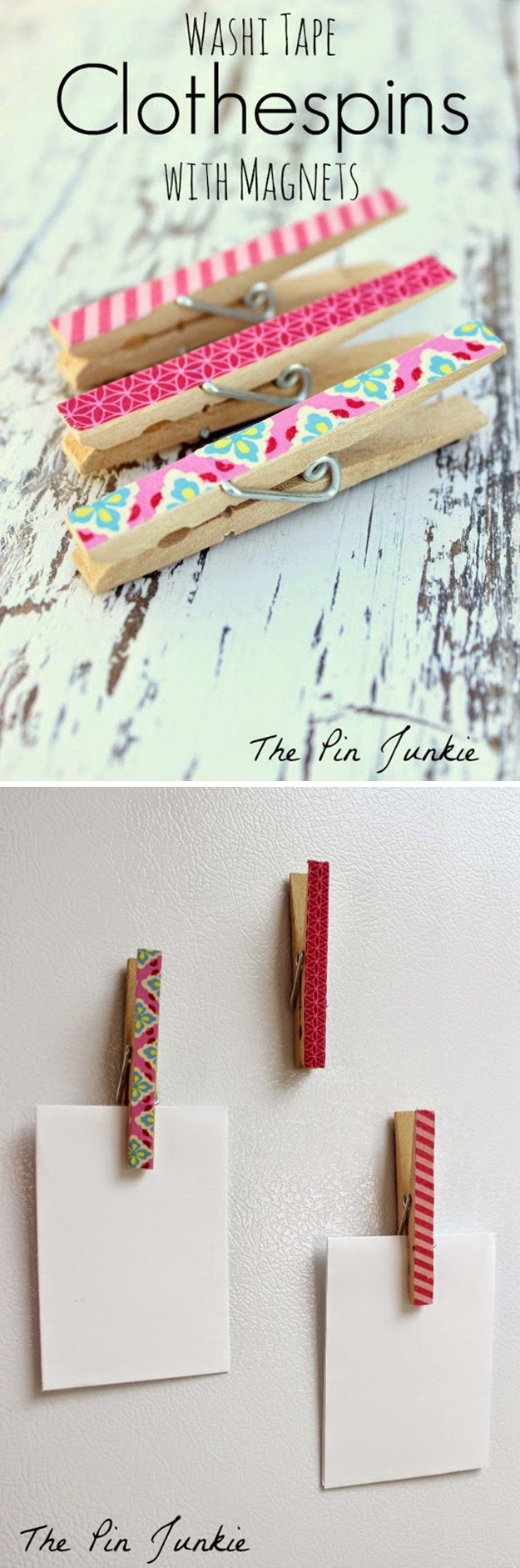 Washi Tape Crafts - Washi Tape Clothespins with Magnets - Wall Art, Frames, Cards, Pencils, Room Decor and DIY Gifts, Back To School Supplies - Creative, Fun Craft Ideas for Teens, Tweens and Teenagers - Step by Step Tutorials and Instructions #washitape #crafts #cheapcrafts #teencrafts