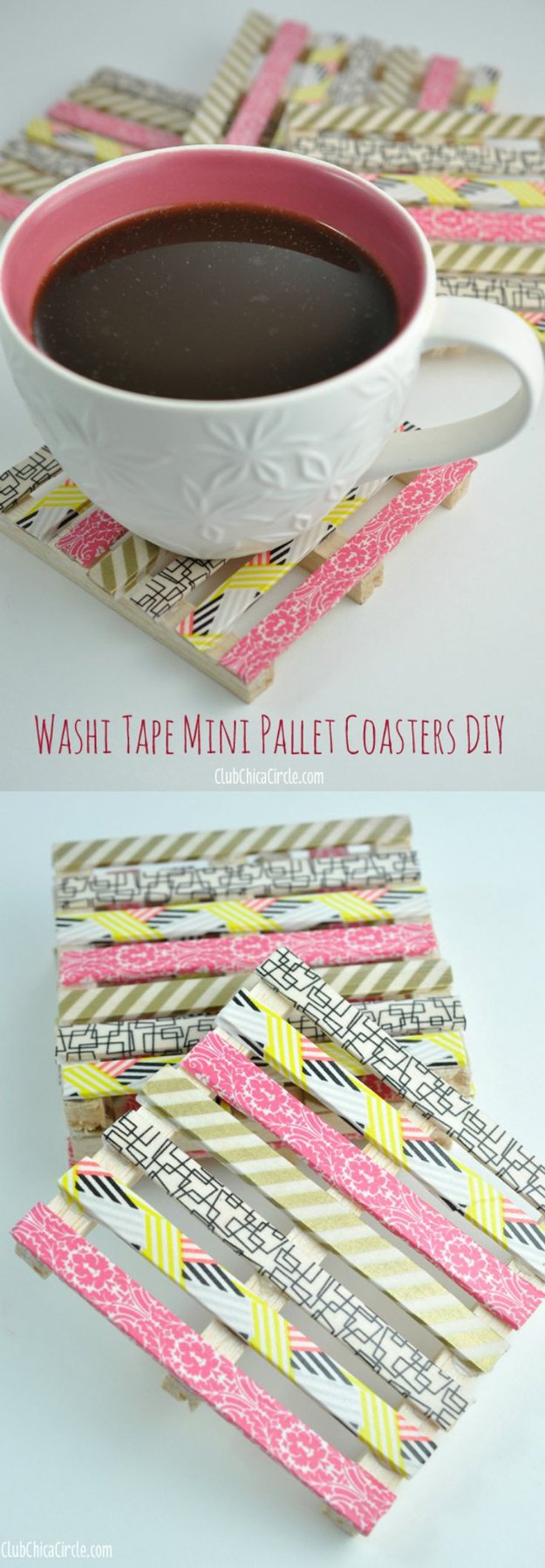 Washi Tape Crafts - Washi Tape Pallet Coasters - Wall Art, Frames, Cards, Pencils, Room Decor and DIY Gifts, Back To School Supplies - Creative, Fun Craft Ideas for Teens, Tweens and Teenagers - Step by Step Tutorials and Instructions #washitape #crafts #cheapcrafts #teencrafts