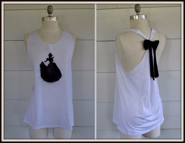 T-Shirt Makeovers - Cinderella Bow Tank T-Shirt DIY - Awesome Way to Upcycle Tees - Cool No Sew Tshirt Cutting Tutorials, Simple Summer Cutouts, How To Make Halter Tops and T-Shirt Dresses. Easy Tutorials and Instructions for Teens and Adults #tshircrafts #teenclothes #teenfashion #teendiy #teencrafts