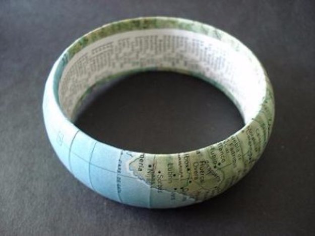 Crafts to Make and Sell - DIY Bangle from a Vintage Map - Cool and Cheap Craft Projects and DIY Ideas for Teens and Adults to Make and Sell - Fun, Cool and Creative Ways for Teenagers to Make Money Selling Stuff to Make #teencrafts #diyideas #craftstosell