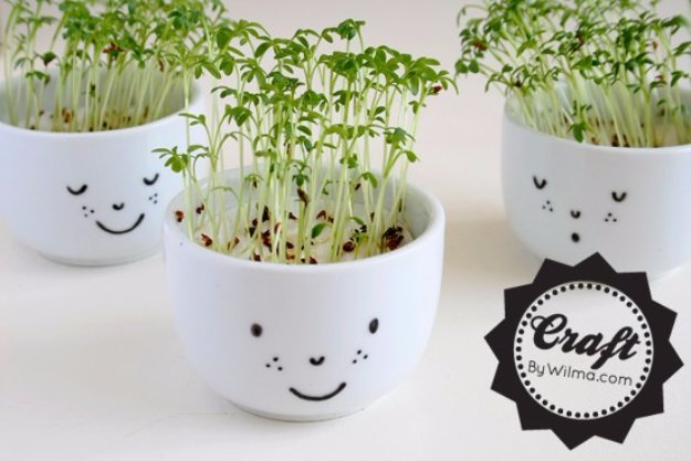 Crafts to Make and Sell - DIY Cress Cups with a Face - Cool and Cheap Craft Projects and DIY Ideas for Teens and Adults to Make and Sell - Fun, Cool and Creative Ways for Teenagers to Make Money Selling Stuff to Make #teencrafts #diyideas #craftstosell