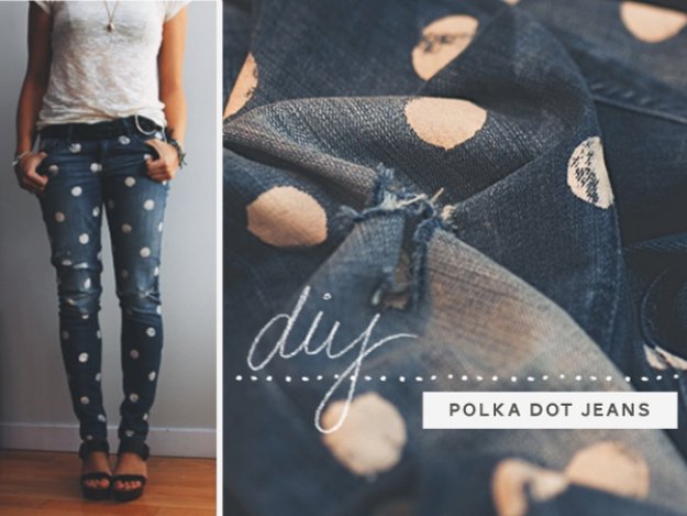 Jeans Makeovers - DIY Dotty Jeans - Easy Crafts and Tutorials to Refashion Your Jeans and Create Ripped, Distressed, Bleach, Lace Edge, Cut Off, Skinny, Shorts, and Painted Jeans Ideas #diyclothes #teenclothes #jeans #teencrafts #diyideas
