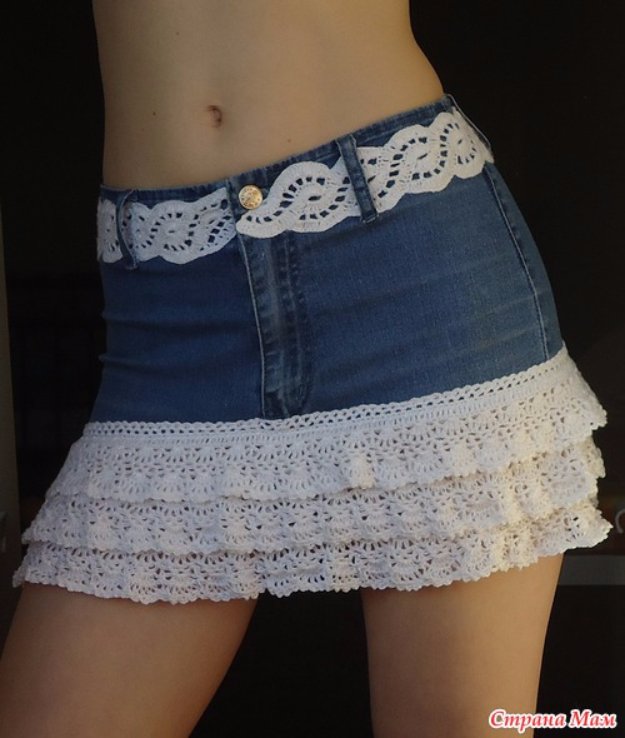  DIY Crafts with Old Denim Jeans - DIY Layered Lace Skirt - Cool Projects and Fashion You Can Make With Old Jeans - Fun Crafts for Teens and Adults, Inexpensive Ones!
