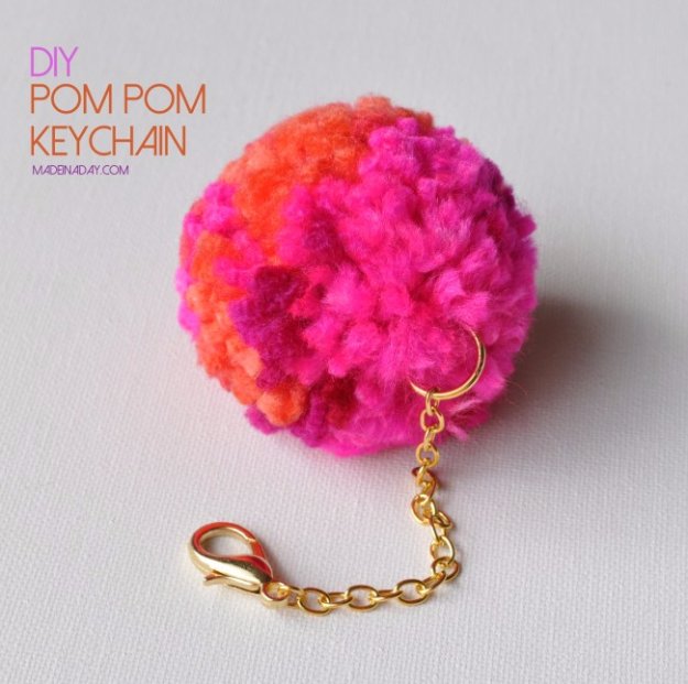 Crafts to Make and Sell - DIY Pompom Keychain - Cool and Cheap Craft Projects and DIY Ideas for Teens and Adults to Make and Sell - Fun, Cool and Creative Ways for Teenagers to Make Money Selling Stuff to Make #teencrafts #diyideas #craftstosell