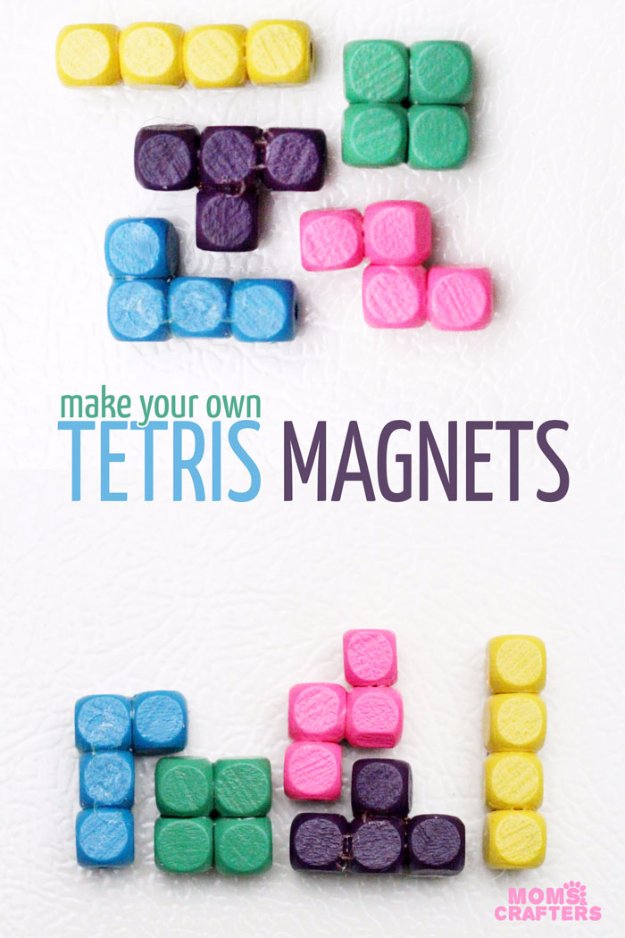 Crafts to Make and Sell - DIY Tetris Pieces Magnets - Cool and Cheap Craft Projects and DIY Ideas for Teens and Adults to Make and Sell - Fun, Cool and Creative Ways for Teenagers to Make Money Selling Stuff to Make #teencrafts #diyideas #craftstosell