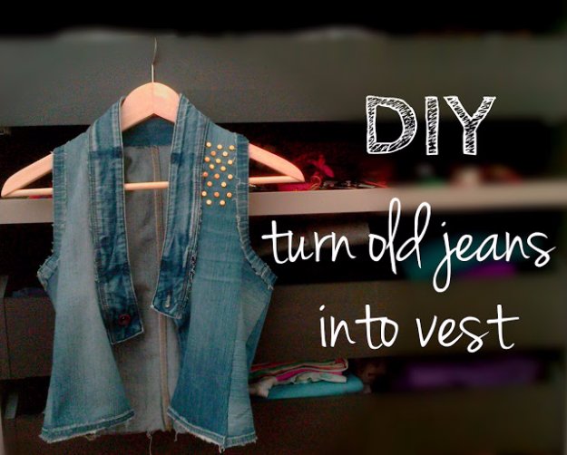  DIY Crafts with Old Denim Jeans - DIY Turn Old Jeans Into Vest - Cool Projects and Fashion You Can Make With Old Jeans - Fun Crafts for Teens and Adults, Inexpensive Ones!
