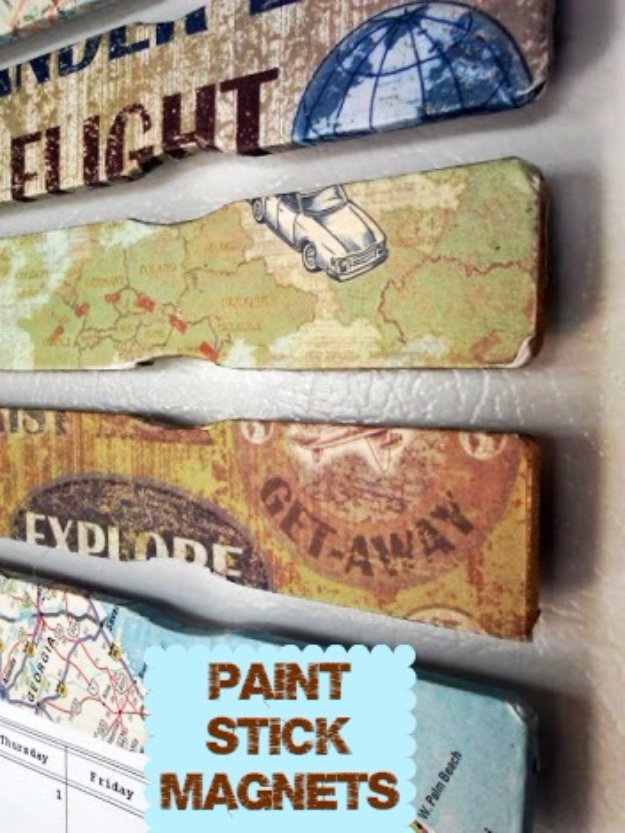 Crafts to Make and Sell - Decoupage Paint Stick Magnets - Cool and Cheap Craft Projects and DIY Ideas for Teens and Adults to Make and Sell - Fun, Cool and Creative Ways for Teenagers to Make Money Selling Stuff to Make #teencrafts #diyideas #craftstosell