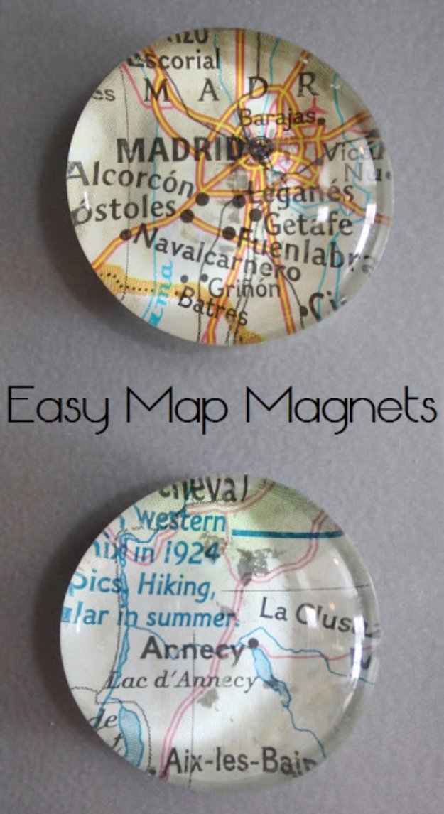 Crafts to Make and Sell - Easy Map Magnets - Cool and Cheap Craft Projects and DIY Ideas for Teens and Adults to Make and Sell - Fun, Cool and Creative Ways for Teenagers to Make Money Selling Stuff to Make #teencrafts #diyideas #craftstosell