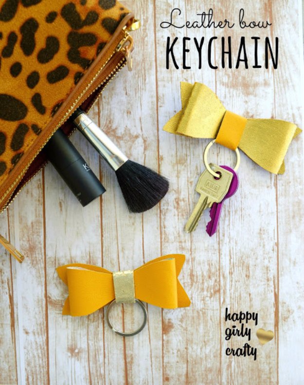 Crafts to Make and Sell - Faux Leather Bow Keychain - Cool and Cheap Craft Projects and DIY Ideas for Teens and Adults to Make and Sell - Fun, Cool and Creative Ways for Teenagers to Make Money Selling Stuff to Make #teencrafts #diyideas #craftstosell