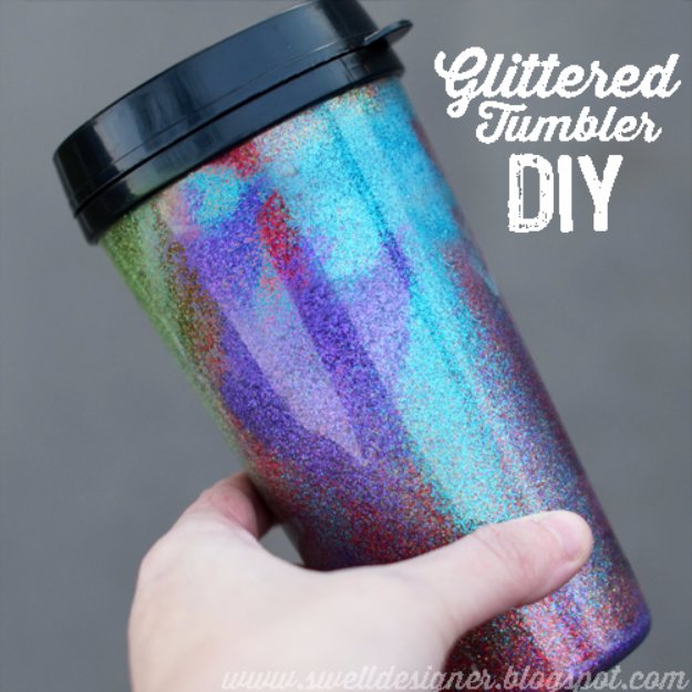 Crafts to Make and Sell - Glittered Tumbler DIY - Cool and Cheap Craft Projects and DIY Ideas for Teens and Adults to Make and Sell - Fun, Cool and Creative Ways for Teenagers to Make Money Selling Stuff to Make #teencrafts #diyideas #craftstosell