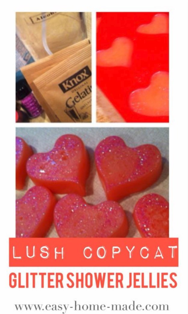 DIY Lush Inspired Recipes - Lush Copycat Glitter Shower Jellies - How to Make Lush Products like Bath Bombs, Face Masks, Lip Scrub, Bubble Bars, Dry Shampoo and Hair Conditioner, Shower Jelly, Lotion, Soap, Toner and Moisturizer. Copycat and Dupes of Ocean Salt, Buffy, Dark Angels, Rub Rub Rub, Big, Dream Cream and More. #teencrafts #lush #beautyideas #diybeauty #bathbombs