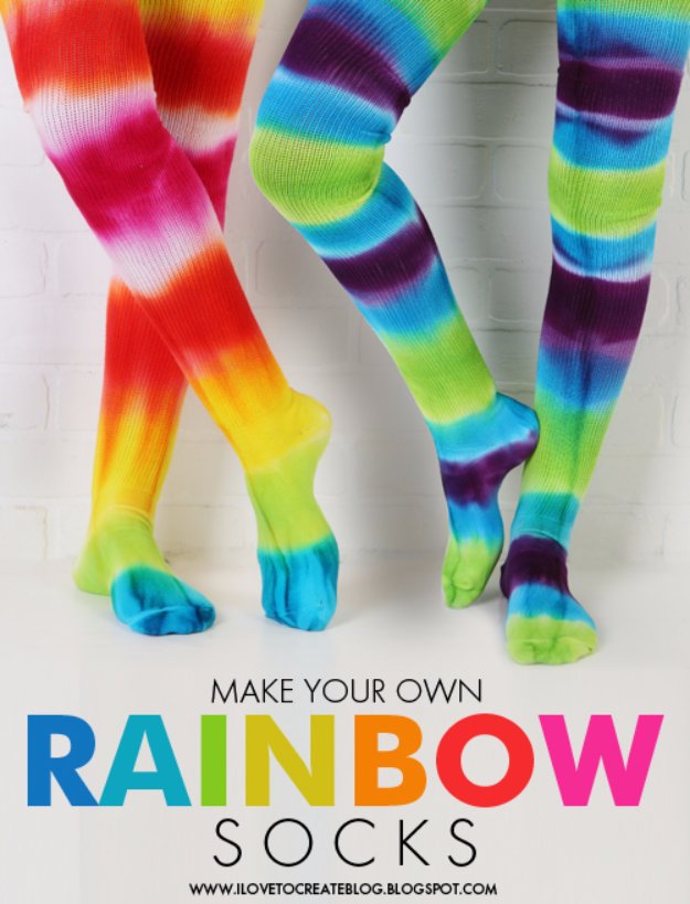 Crafts to Make and Sell - Make Your Own Rainbow Socks - Cool and Cheap Craft Projects and DIY Ideas for Teens and Adults to Make and Sell - Fun, Cool and Creative Ways for Teenagers to Make Money Selling Stuff to Make #teencrafts #diyideas #craftstosell