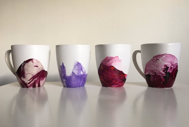 Crafts to Make and Sell - Marble Mugs Using Nail Polish - Cool and Cheap Craft Projects and DIY Ideas for Teens and Adults to Make and Sell - Fun, Cool and Creative Ways for Teenagers to Make Money Selling Stuff to Make #teencrafts #diyideas #craftstosell