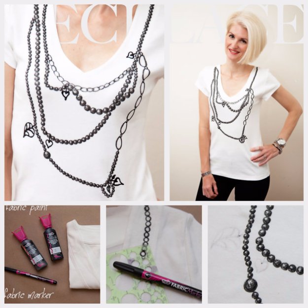 T-Shirt Makeovers - Necklace T-Shirt DIY - Awesome Way to Upcycle Tees - Cool No Sew Tshirt Cutting Tutorials, Simple Summer Cutouts, How To Make Halter Tops and T-Shirt Dresses. Easy Tutorials and Instructions for Teens and Adults #tshircrafts #teenclothes #teenfashion #teendiy #teencrafts
