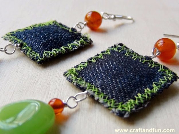  DIY Crafts with Old Denim Jeans - Repurposed Denim Earrings - Cool Projects and Fashion You Can Make With Old Jeans - Fun Crafts for Teens and Adults, Inexpensive Ones!