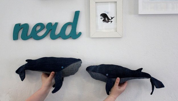  DIY Crafts with Old Denim Jeans - Repurposed Denim Whale Stuffed Toy - Cool Projects and Fashion You Can Make With Old Jeans - Fun Crafts for Teens and Adults, Inexpensive Ones!
