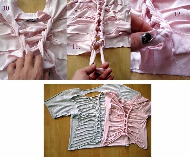T-Shirt Makeovers - Rib Cage Spine T-Shirt Reconstruction Tutorial - Awesome Way to Upcycle Tees - Cool No Sew Tshirt Cutting Tutorials, Simple Summer Cutouts, How To Make Halter Tops and T-Shirt Dresses. Easy Tutorials and Instructions for Teens and Adults #tshircrafts #teenclothes #teenfashion #teendiy #teencrafts