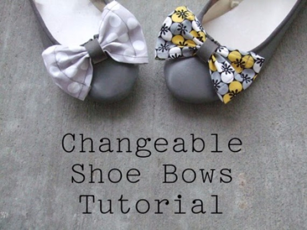 DIY Shoe Makeovers - Changeable Shoe Bows Tutorial - Cool Ways to Update, Decorate, Paint, Bedazle and Add Sparkle to Your Flats, Pumps, Tennis Shoes, Boots and Boring Shoes - Cool Crafts and DIY Shoe Ideas for Teens and Adults 