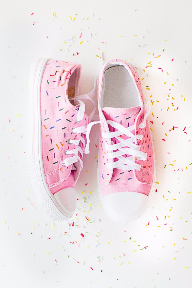DIY Shoe Makeovers - DIY Sprinkle Sneakers - Cool Ways to Update, Decorate, Paint, Bedazle and Add Sparkle to Your Flats, Pumps, Tennis Shoes, Boots and Boring Shoes - Cool Crafts and DIY Shoe Ideas for Teens and Adults 