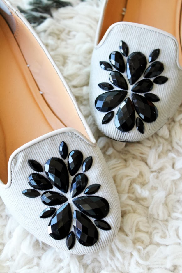 DIY Shoe Makeovers - Embellished Loafers - Cool Ways to Update, Decorate, Paint, Bedazle and Add Sparkle to Your Flats, Pumps, Tennis Shoes, Boots and Boring Shoes - Cool Crafts and DIY Shoe Ideas for Teens and Adults 
