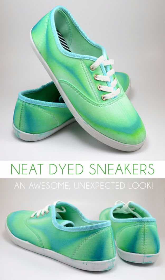 DIY Shoe Makeovers - Neat Dyed Sneakers - Cool Ways to Update, Decorate, Paint, Bedazle and Add Sparkle to Your Flats, Pumps, Tennis Shoes, Boots and Boring Shoes - Cool Crafts and DIY Shoe Ideas for Teens and Adults 